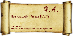 Hanuszek Arszlán névjegykártya